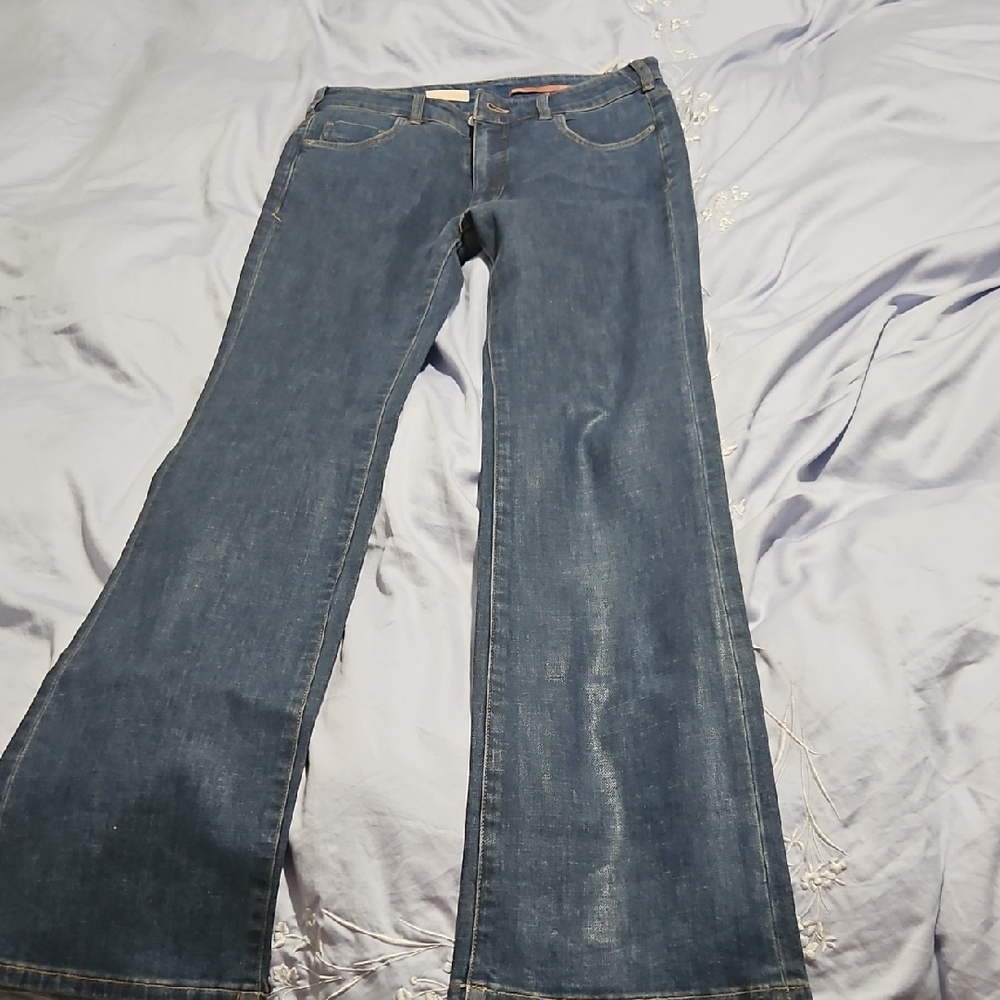 Pilcro By Anthropoligie Medium Wash Boot Cut Jeans with Subtle Fading